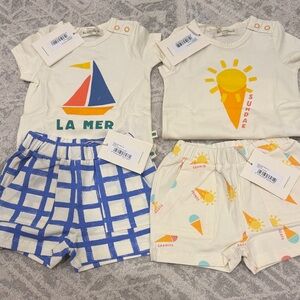 Kids Summer Matching Set - Cream and Blue